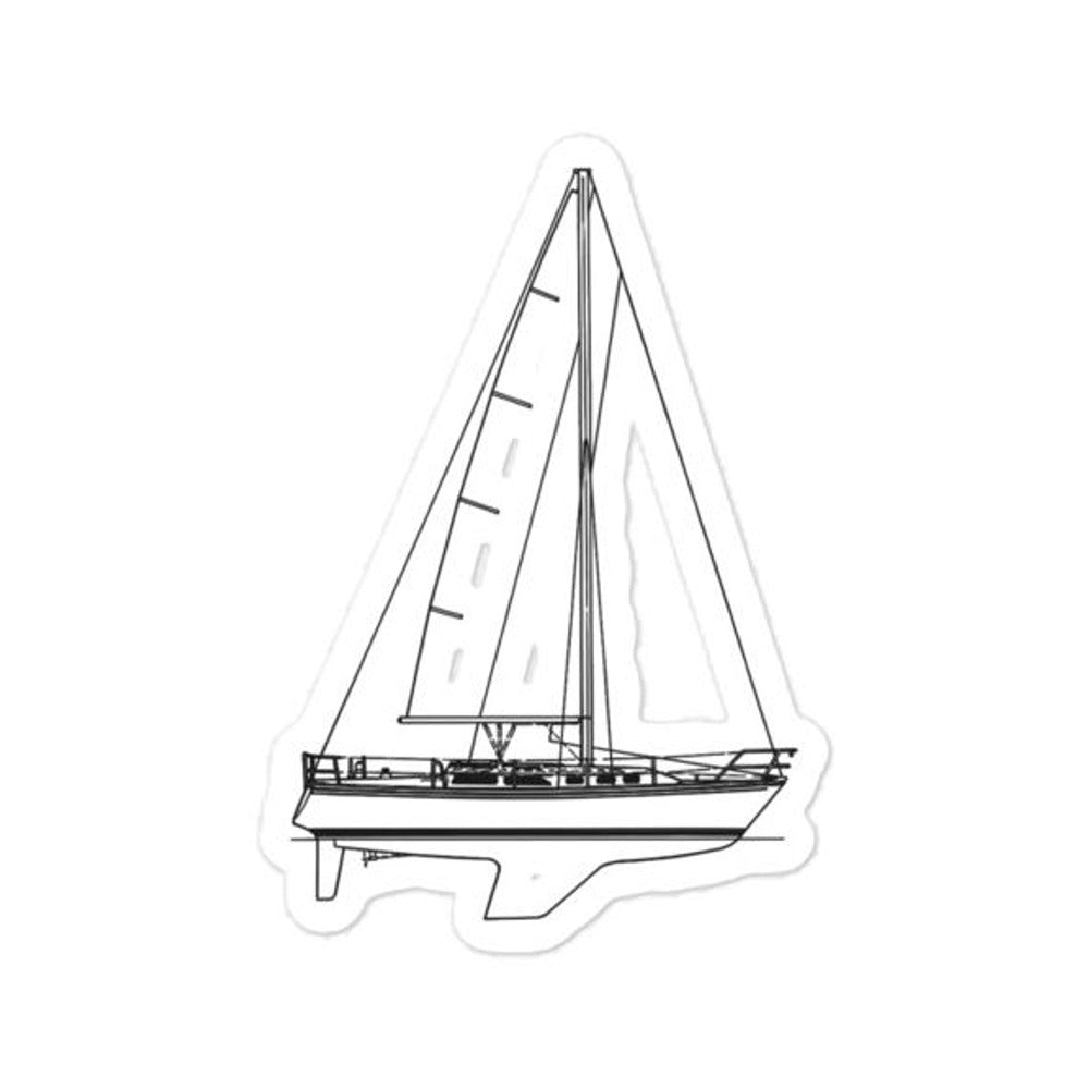 Catalina 34 sailboat sticker with a line drawing of the boat