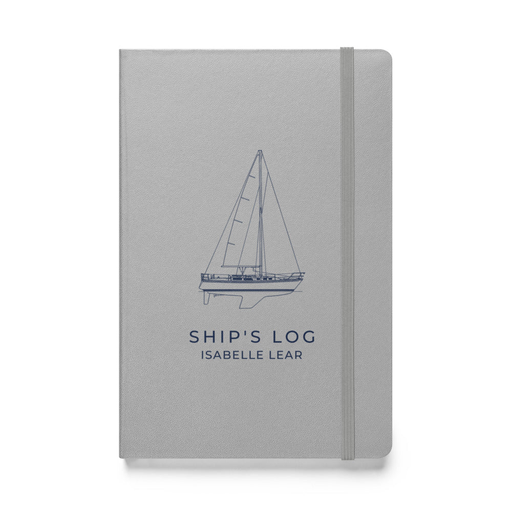 Catalina 34 ship's log with a line drawing of the boat on the Silver cover