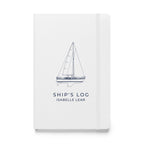 Catalina 34 ship's log with a line drawing of the boat on the White cover