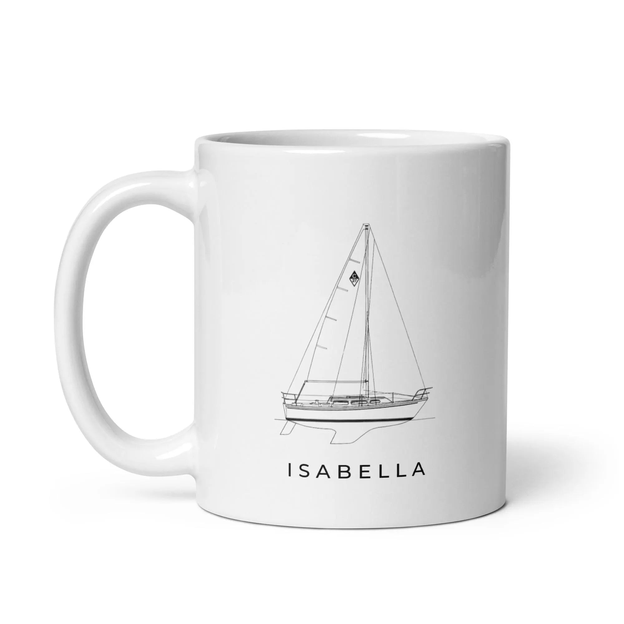 Custom Sailboat Drawing Mug with Boat Name