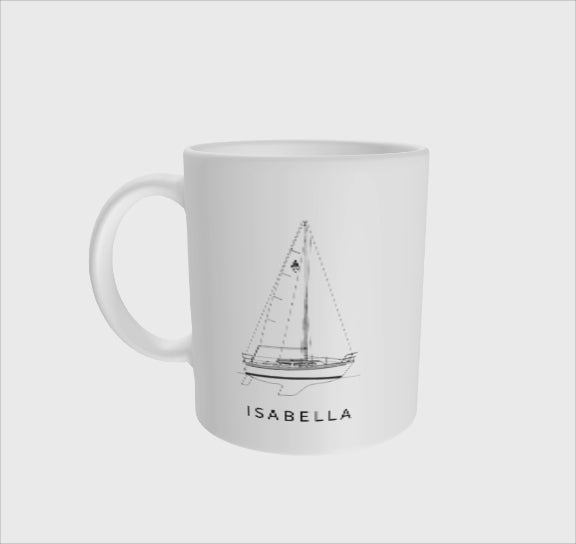 Custom Sailboat Drawing Mug with Boat Name