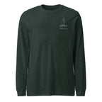 Stern Long Sleeve | Custom sailboat shirt in Heather Forest - front view