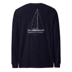 Catalina 34 sailboat long sleeve shirt in French Navy - back design