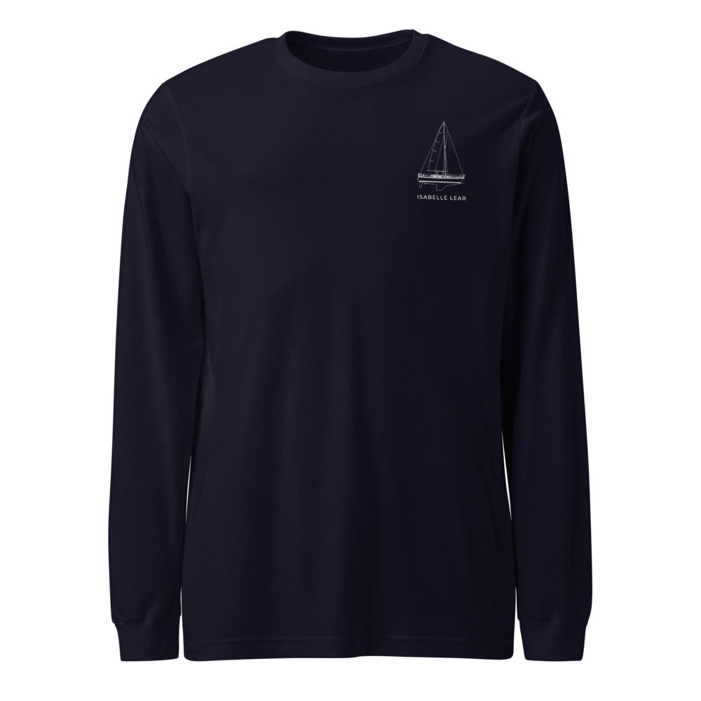 Catalina 34 sailboat long sleeve shirt in French Navy - front design