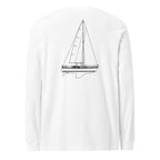 Catalina 34 sailboat long sleeve shirt in White - back design