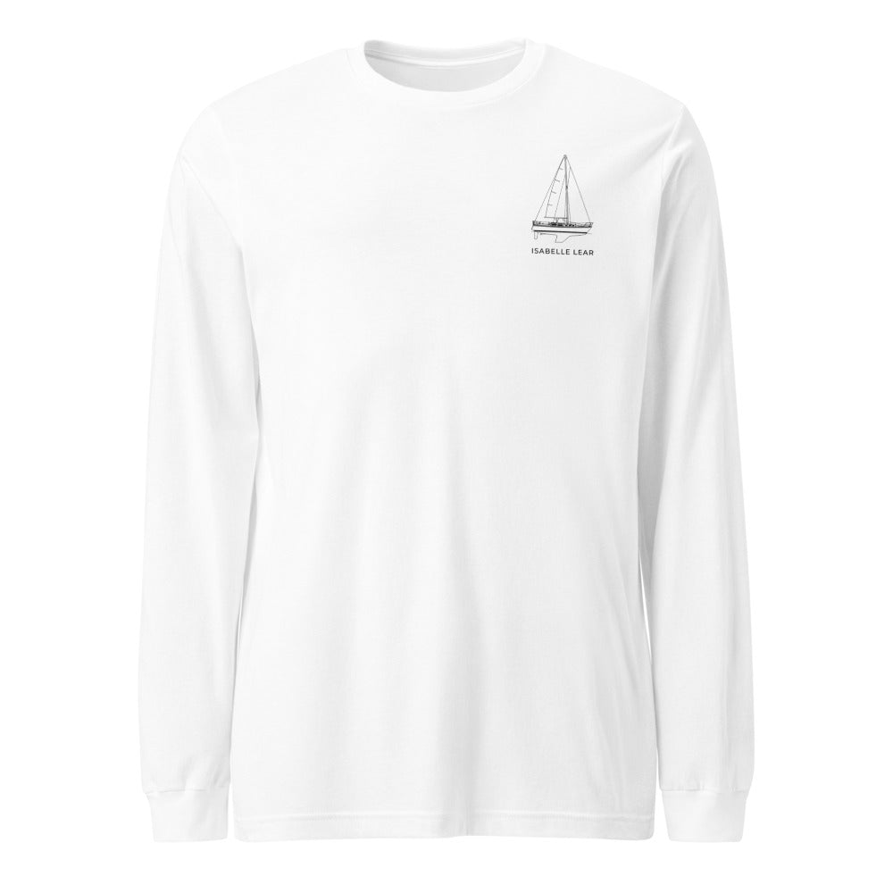 Catalina 34 sailboat long sleeve shirt in White - front design