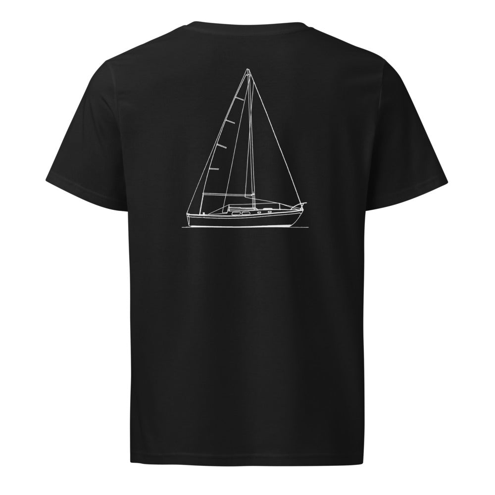 Cal 28 sailboat shirt in Black - back design