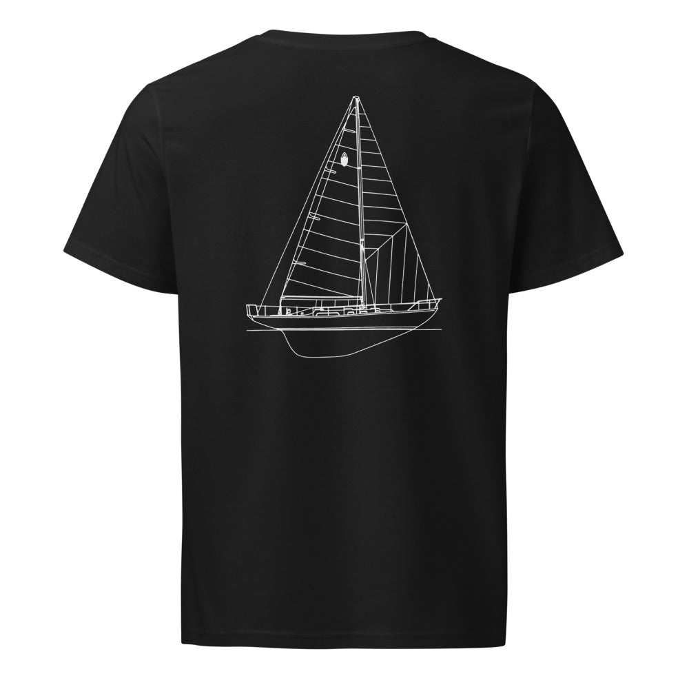 Hallberg-Rassy 44 sailboat shirt in Black - back design