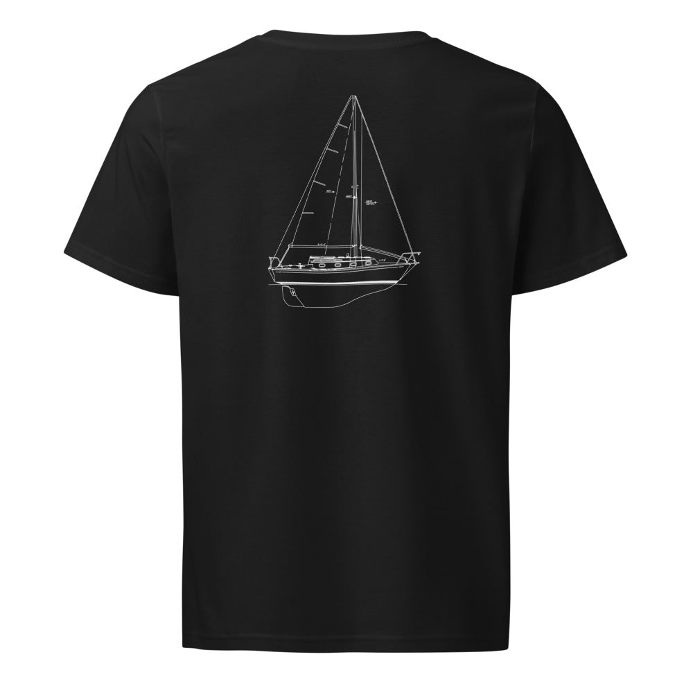 Cape Dory Intrepid 28 sailboat shirt in Black - back design
