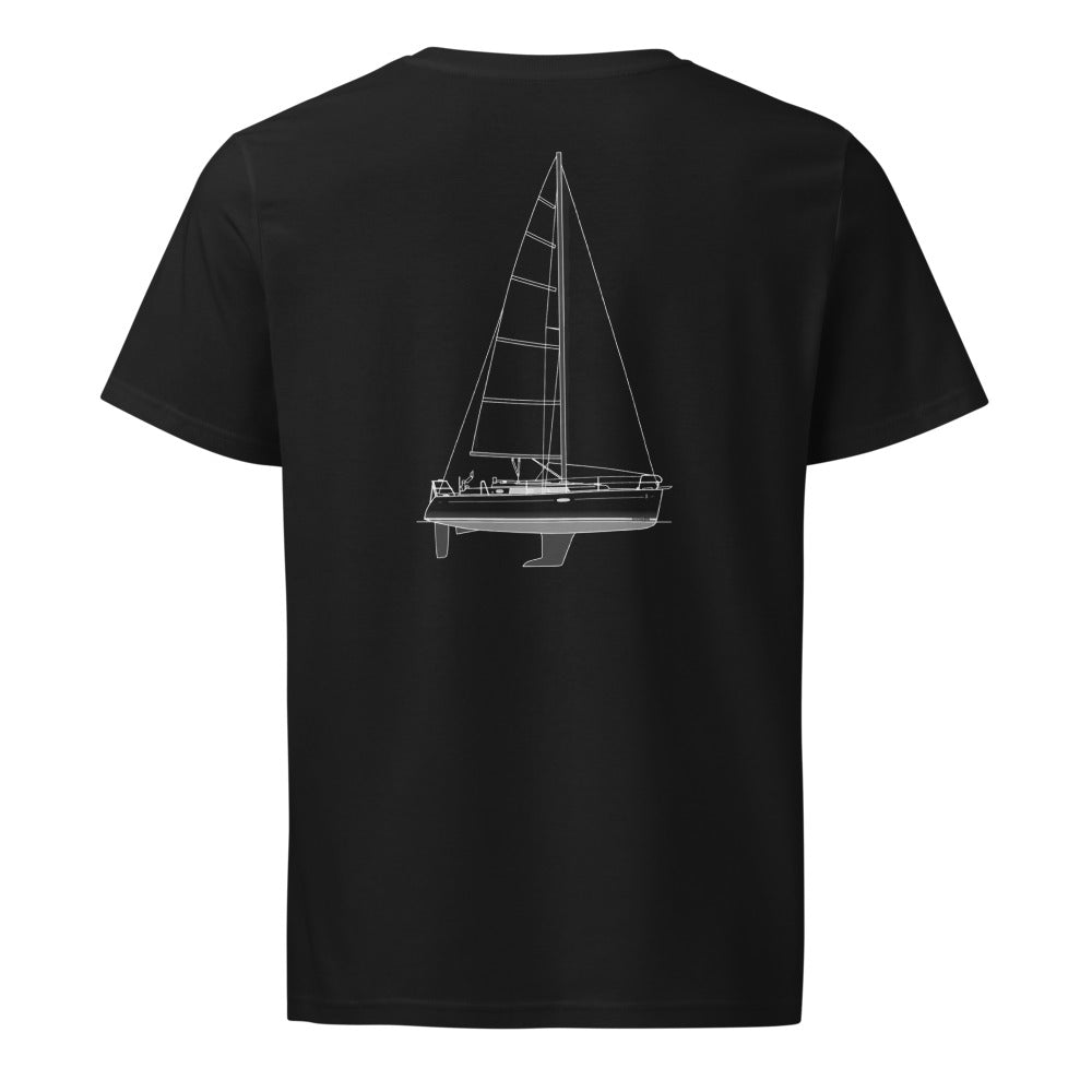Beneteau Oceanis 34 sailboat shirt in Black - back design