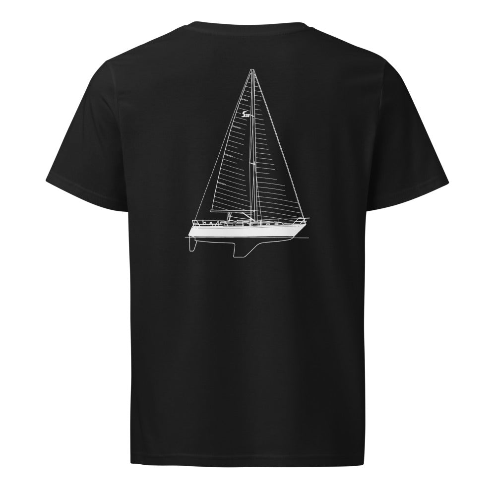 Sabre 38 sailboat shirt in Black - back design
