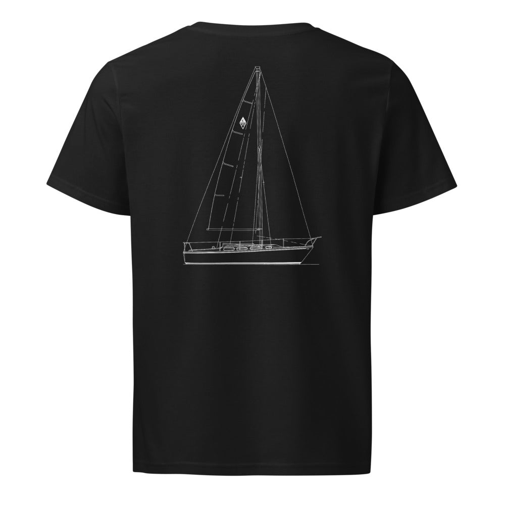Catalina 30 MK II Tall Rig sailboat shirt in Black - back design