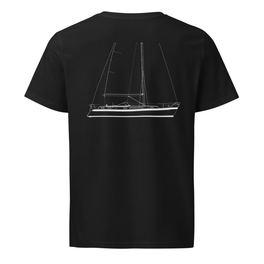 Hallberg - Rassy 43 sailboat shirt in Black - back design