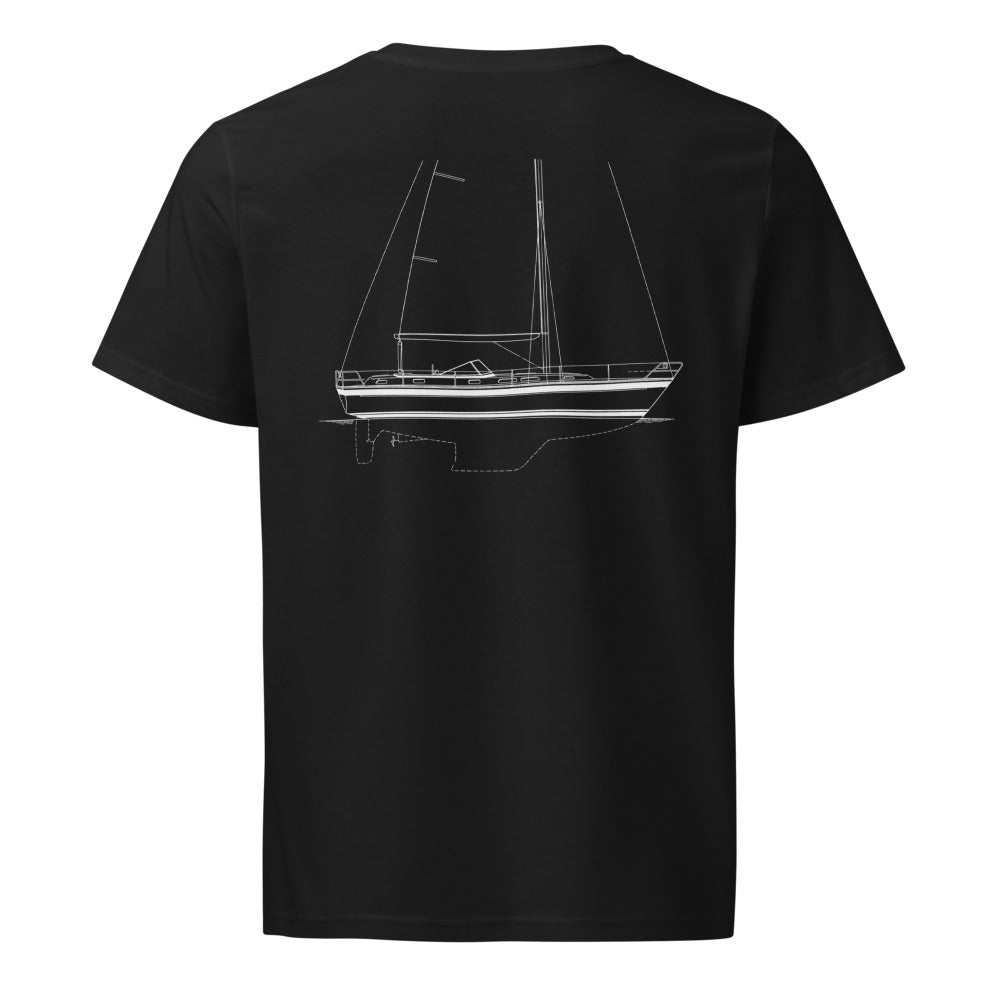 Hallberg-Rassy 42F sailboat shirt in Black - back design