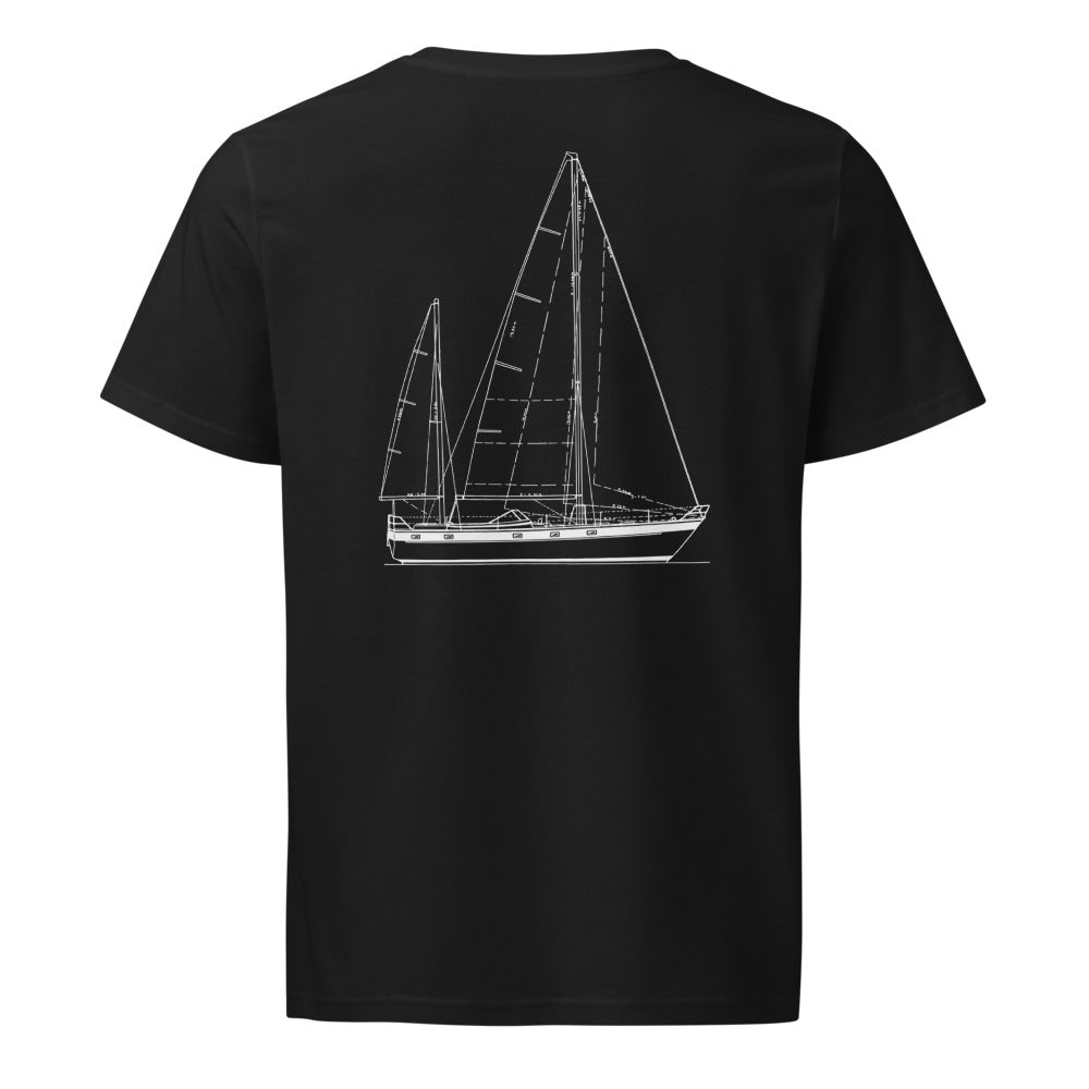 Hallberg-Rassy 42E sailboat shirt in Black - back design