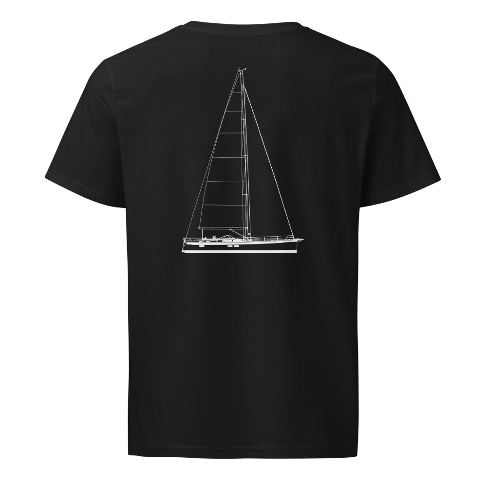Hallberg-Rassy 57 sailboat shirt in Black - back design
