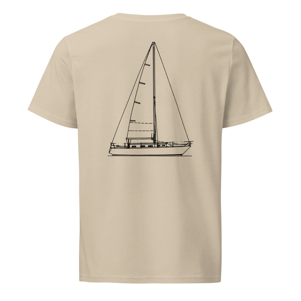 Hunter E33 sailboat shirt in Desert Dust - back design