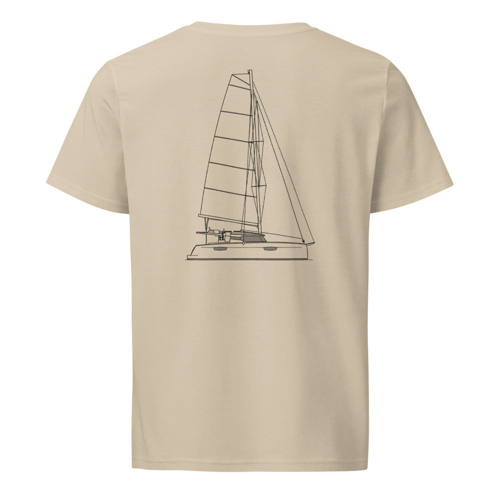 Fountaine Pajot Saona 47 sailboat shirt in Desert Dust - back design