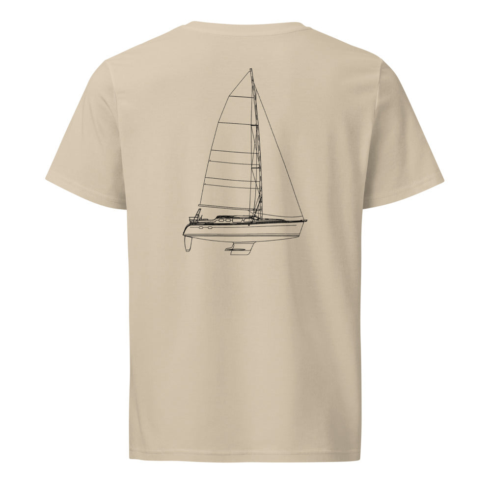Hunter 44 DS sailboat shirt in Desert Dust - back design