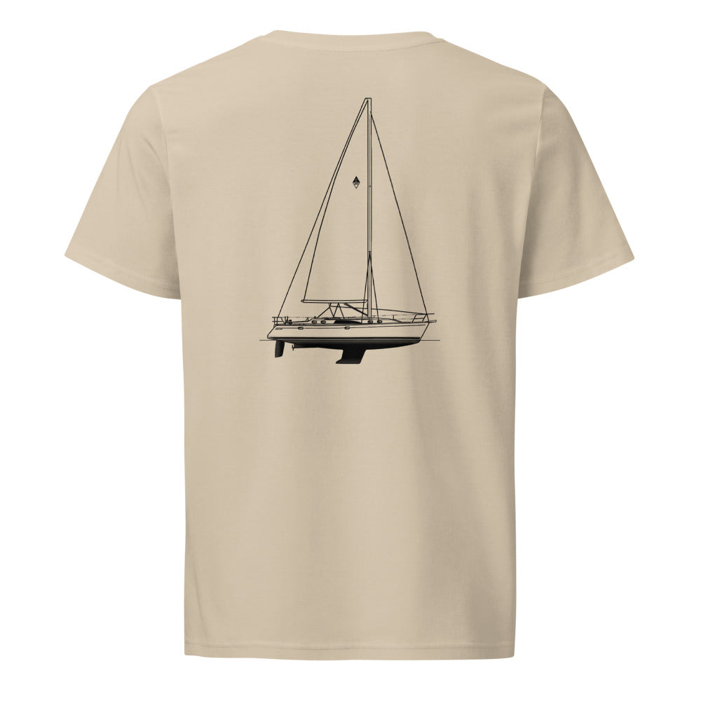 Catalina 445 sailboat shirt in Desert Dust - back design