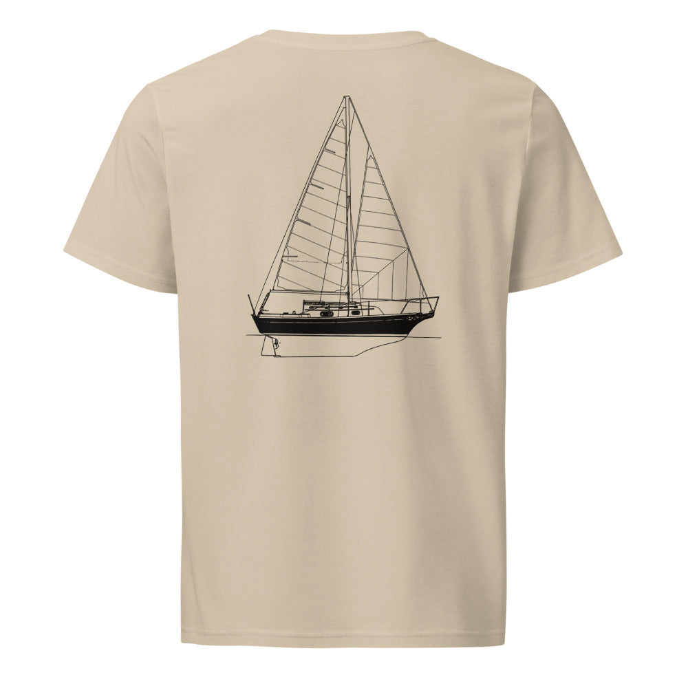Bayfield 25 sailboat shirt in Desert Dust - back design