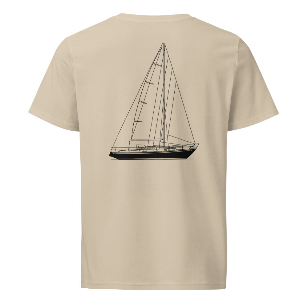 Hallberg-Rassy Mistral 33 sailboat shirt in Desert Dust - back design