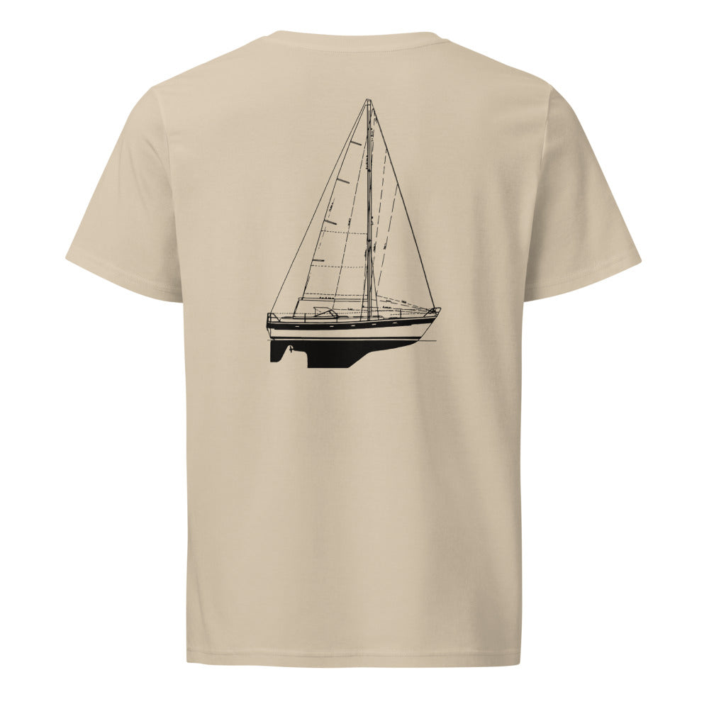 Hallberg-Rassy 382 sailboat shirt in Desert Dust - back design