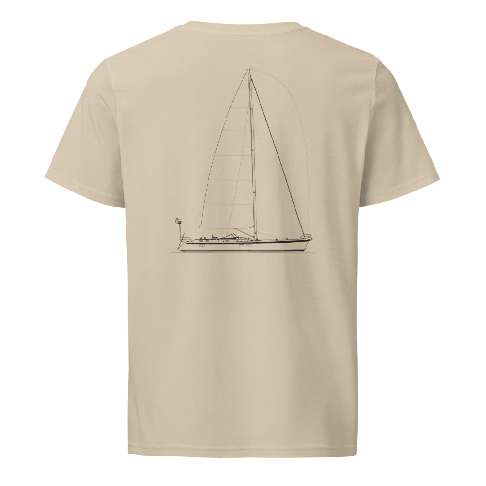 Hallberg-Rassy 64 sailboat shirt in Desert Dust - back design