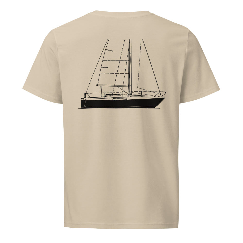 Hallberg-Rassy 26 sailboat shirt in Desert Dust - back design