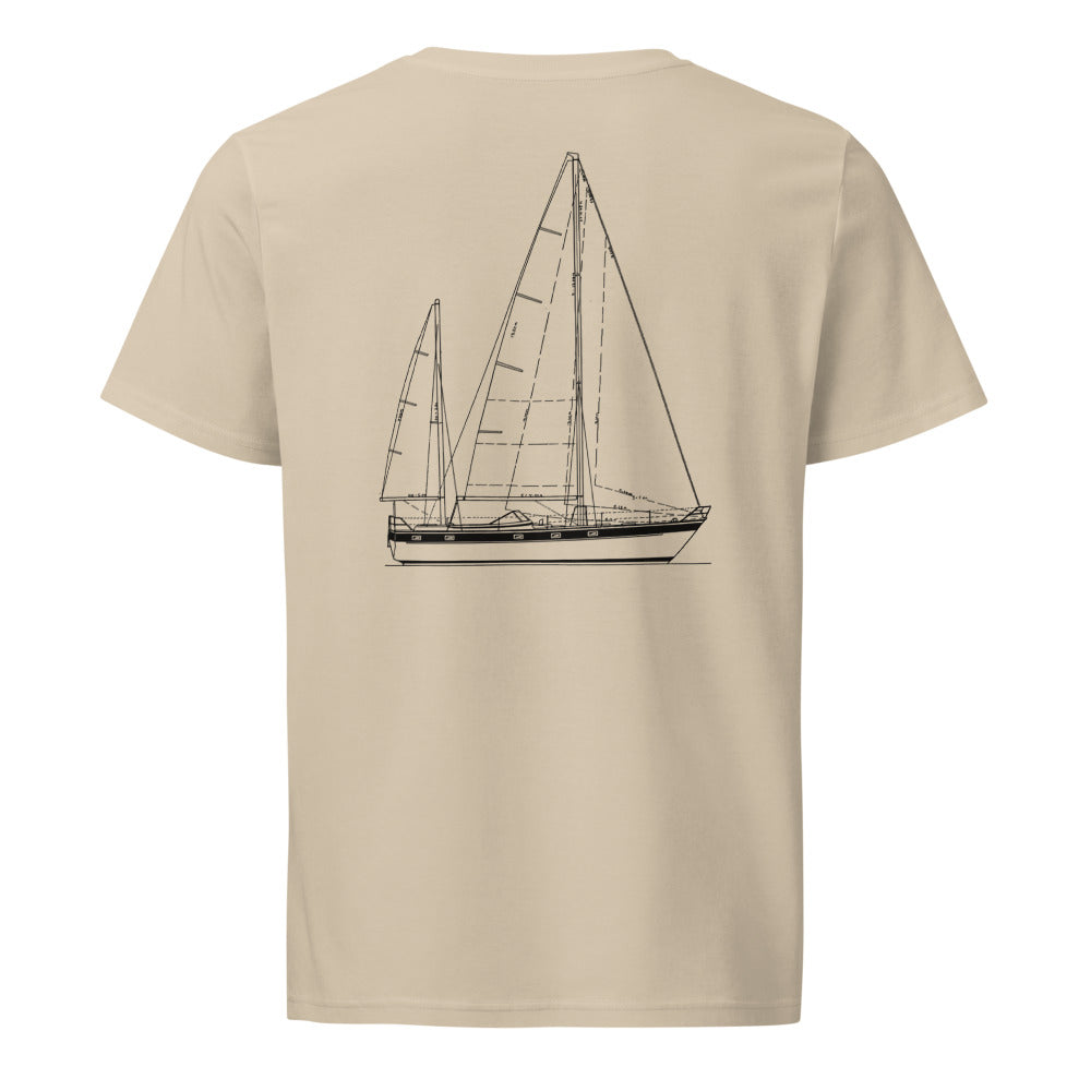 Hallberg-Rassy 42E sailboat shirt in Desert Dust - back design