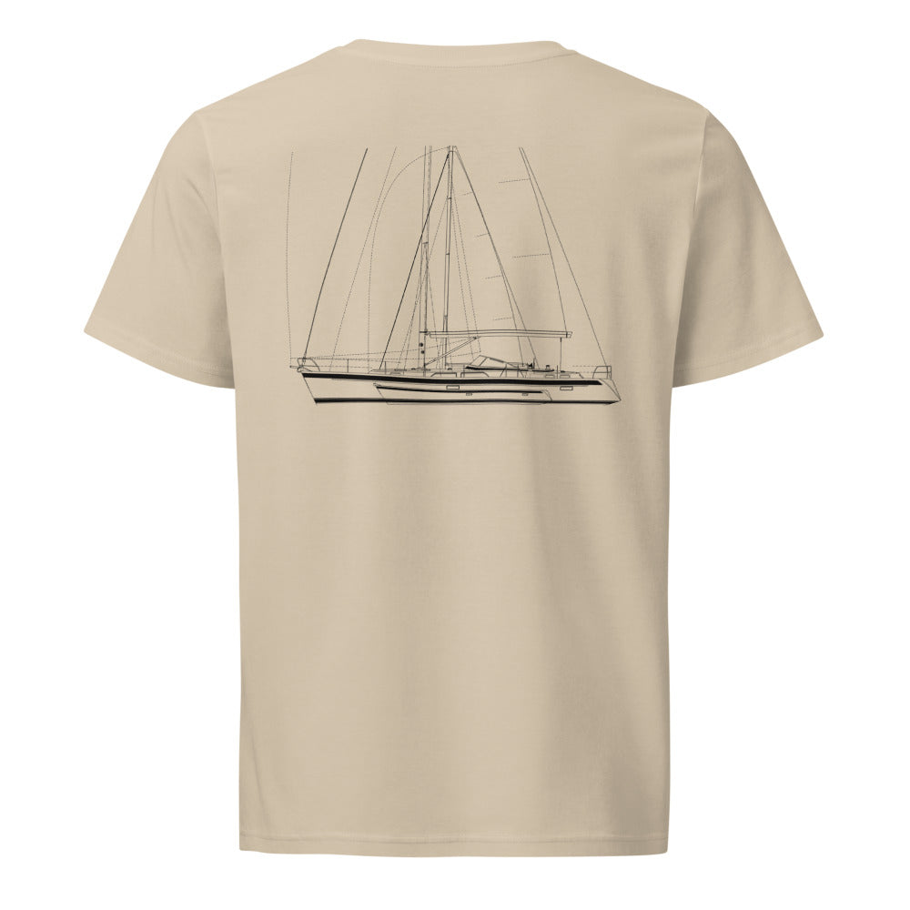 Hallberg-Rassy 55 sailboat shirt in Desert Dust - back design
