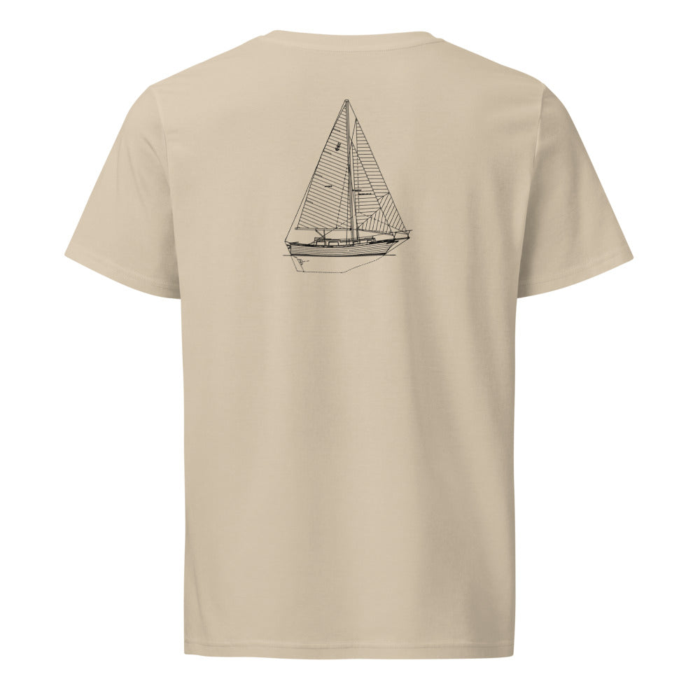 Downeaster 32 sailboat shirt in Desert Dust - back design