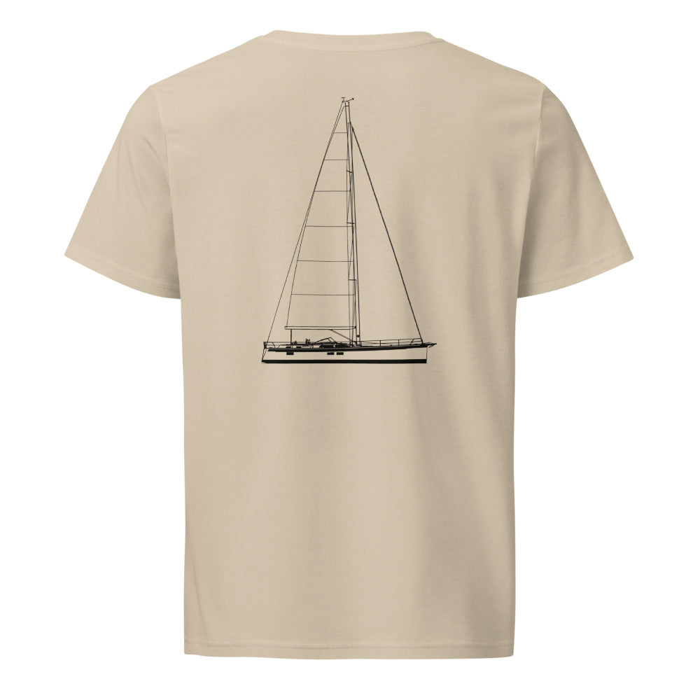 Hallberg-Rassy 57 sailboat shirt in Desert Dust - back design