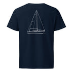 Cal 28 sailboat shirt in French Navy - back design