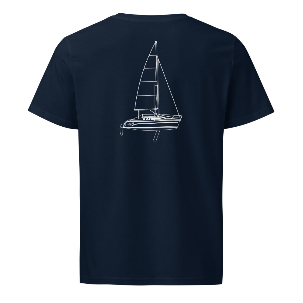 Hunter 26 sailboat shirt in French Navy - back design