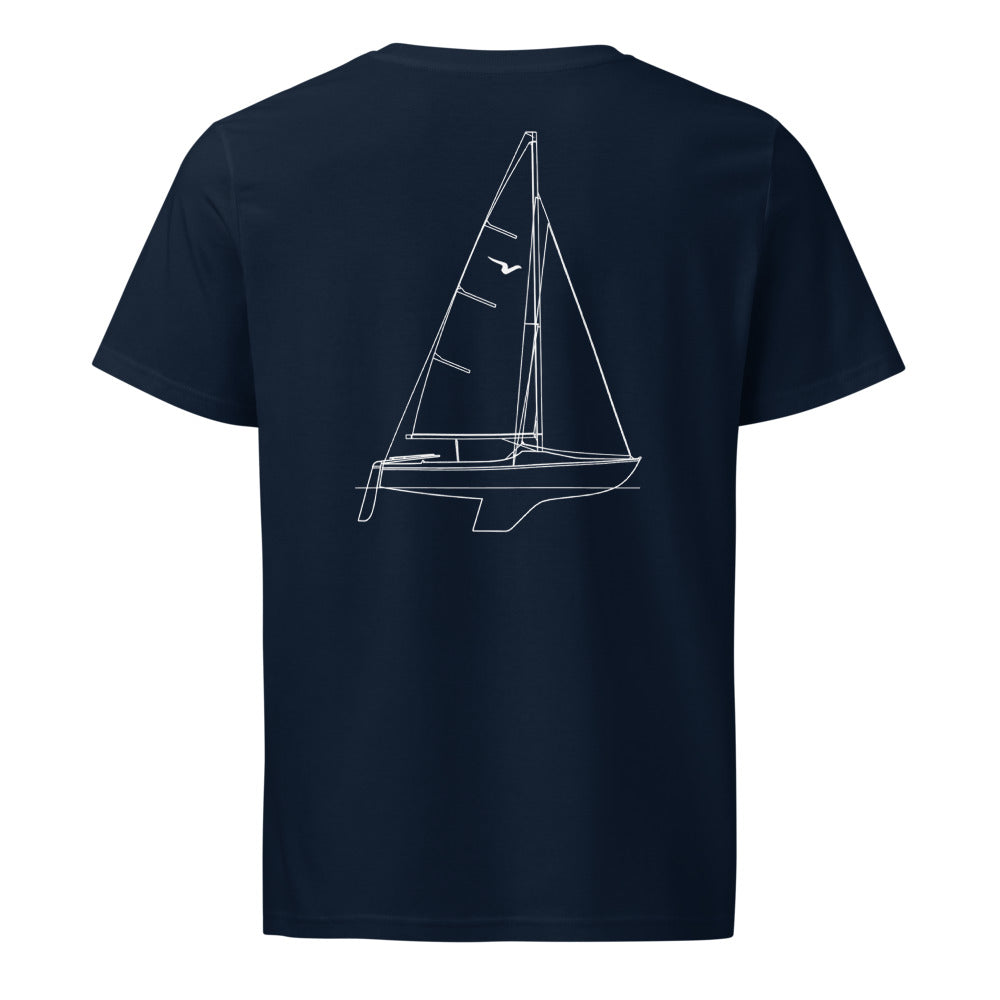 Squib sailboat shirt in French Navy - back design