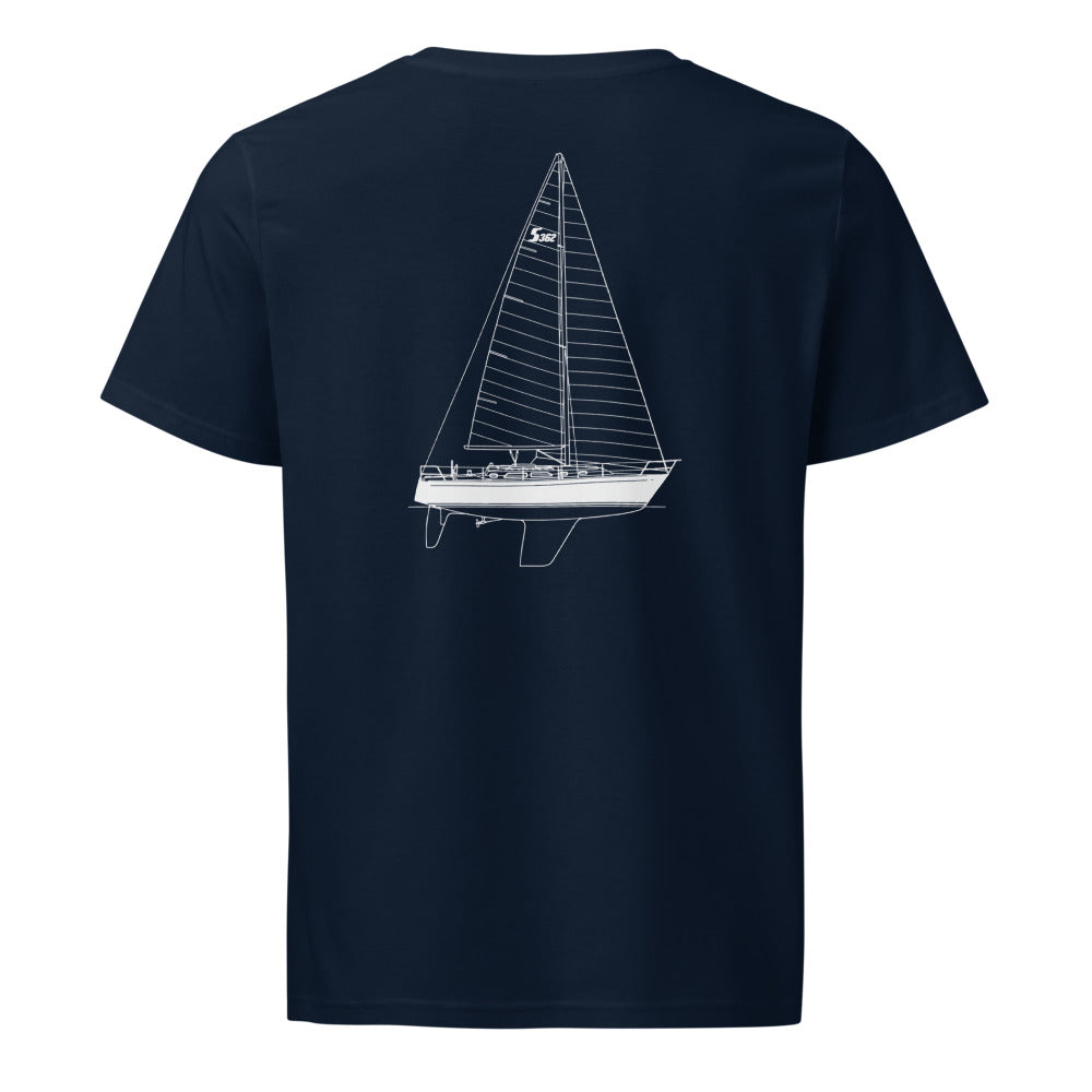 Sabre 362 sailboat shirt in French Navy - back design