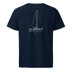Hunter Boats Channel 31 sailboat shirt in French Navy - back design