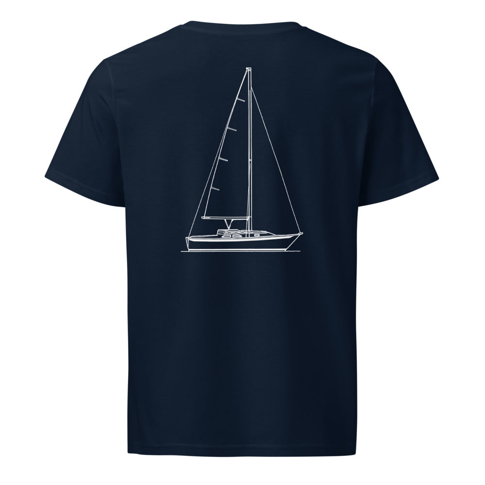 Ericson 28-2 sailboat shirt in French Navy - back design
