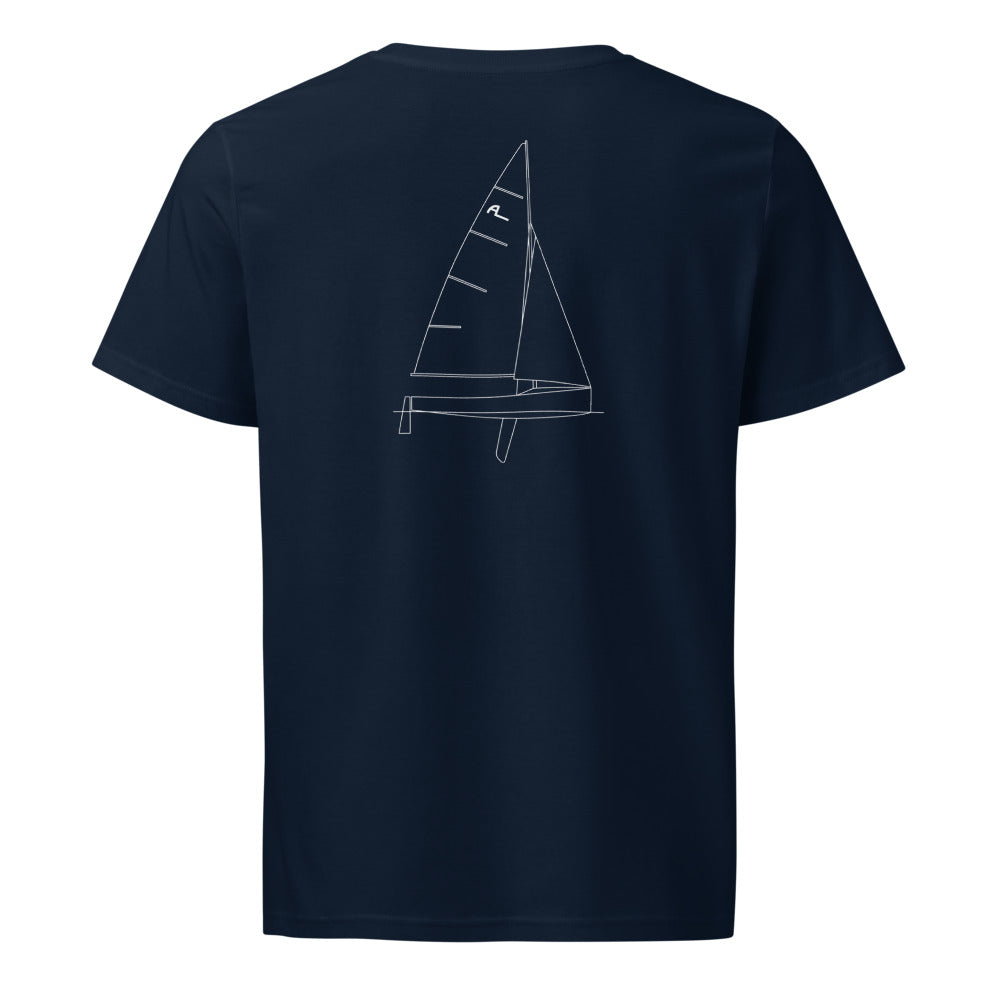 Ovington Boats Albacore sailboat shirt in French Navy - back design