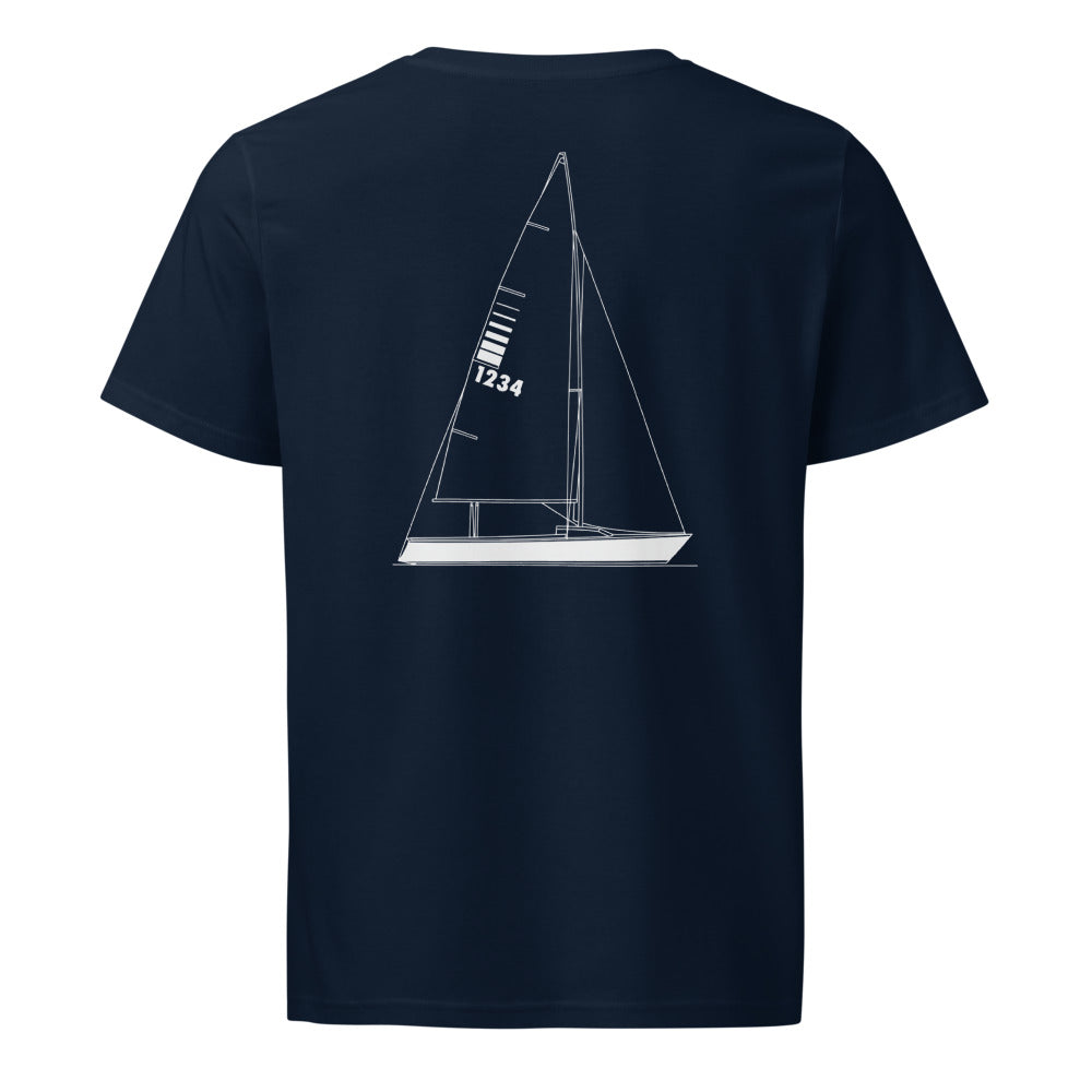 Sonar 23 sailboat shirt in French Navy - back design