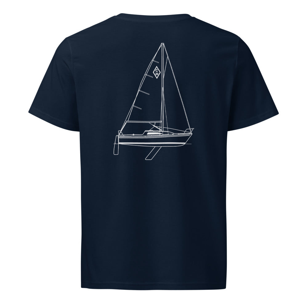 Catalina 22 Sport sailboat shirt in French Navy - back design