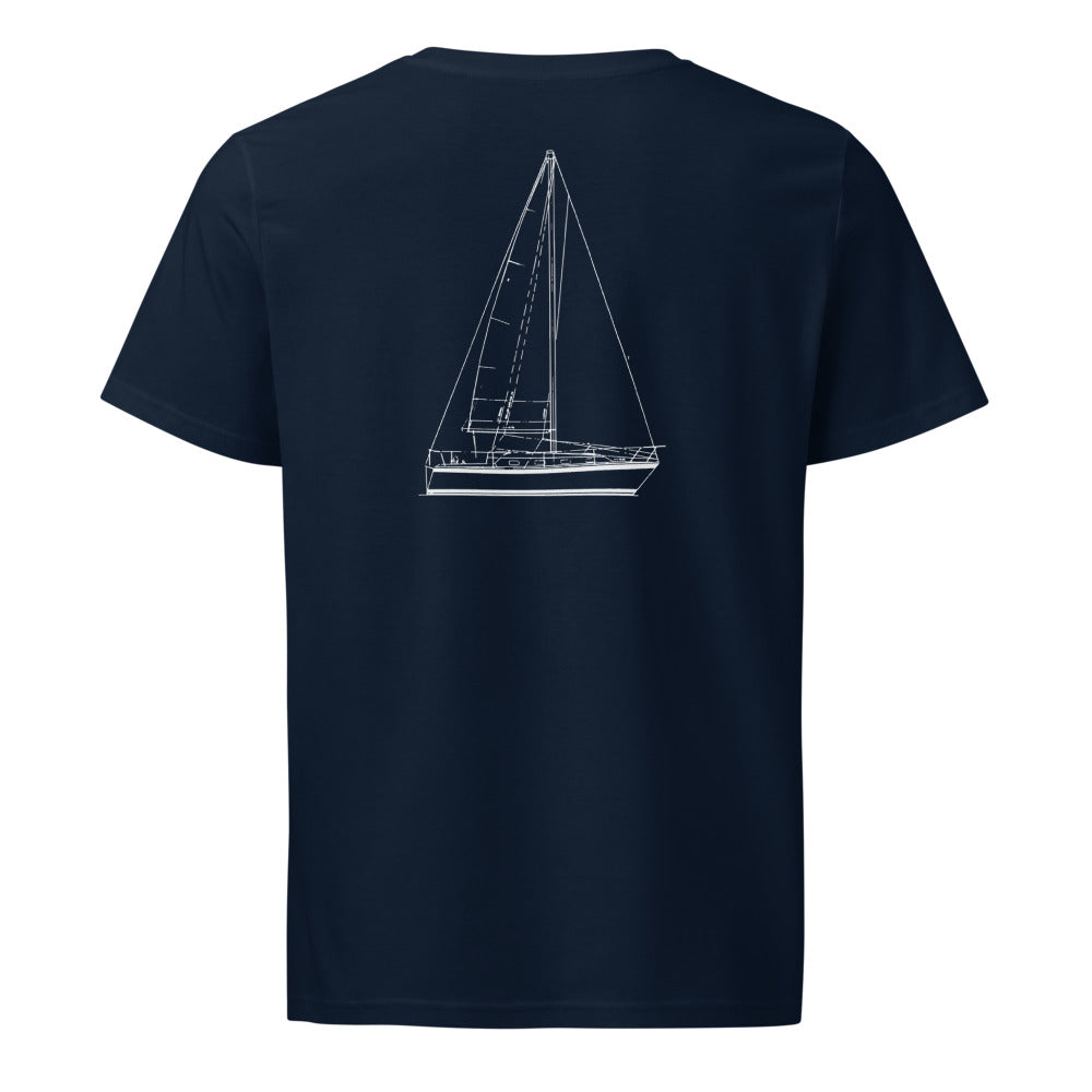 Pearson 30 sailboat shirt in French Navy - back design