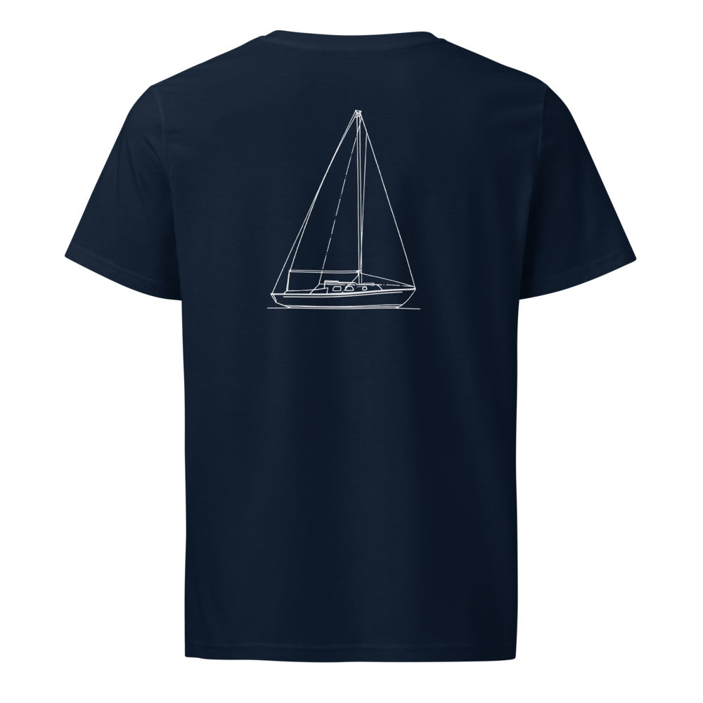 Pearson 26 sailboat shirt in French Navy - back design