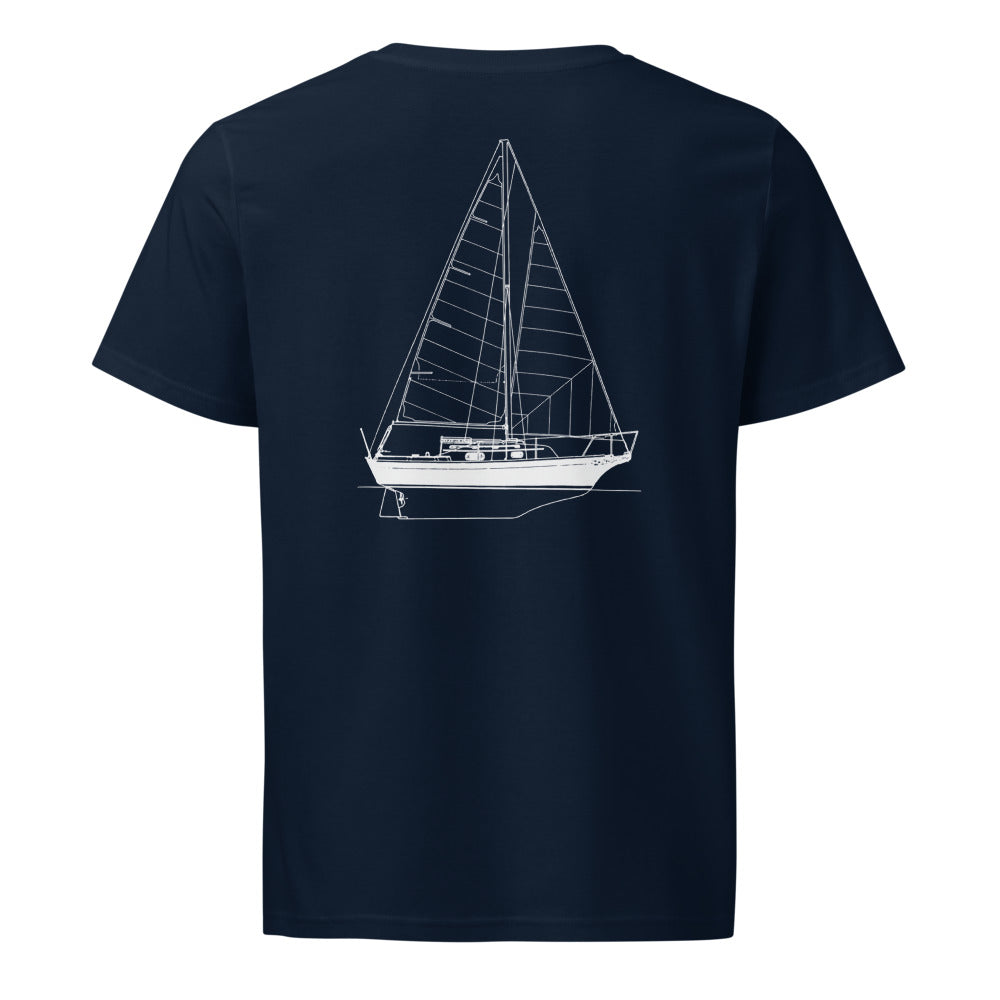 Bayfield 25 sailboat shirt in French Navy - back design