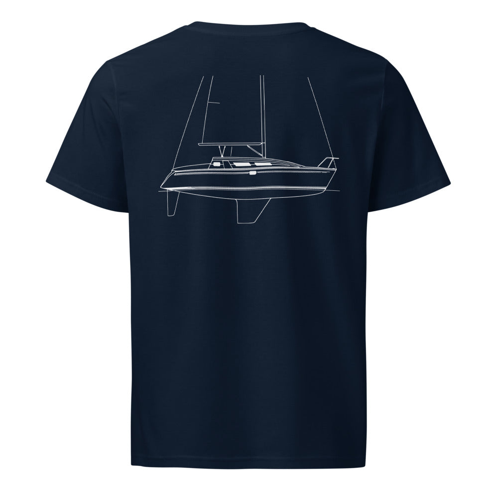 Jeanneau Sun Odyssey 31 sailboat shirt in French Navy - back design