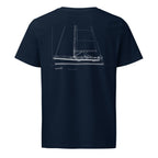 Hallberg-Rassy 412 sailboat shirt in French Navy - back design