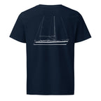Hallberg-Rassy 43 Mki sailboat shirt in French Navy - back design