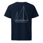 Hallberg-Rassy Rasmus 35 sailboat shirt in French Navy - back design