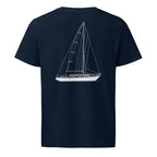 Hallberg-Rassy Mistral 33 sailboat shirt in French Navy - back design